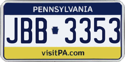 PA license plate JBB3353