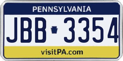 PA license plate JBB3354