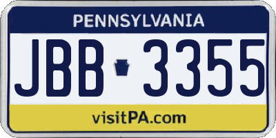 PA license plate JBB3355