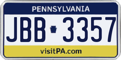 PA license plate JBB3357