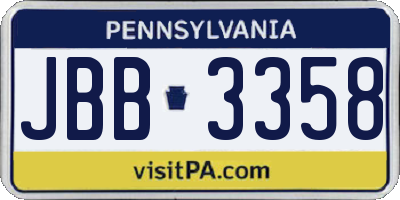 PA license plate JBB3358