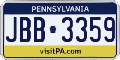 PA license plate JBB3359