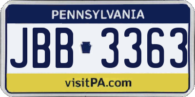 PA license plate JBB3363