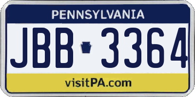 PA license plate JBB3364