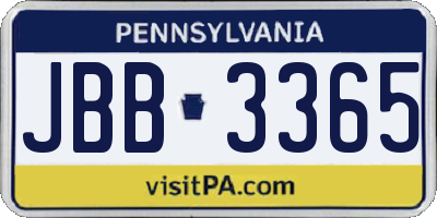 PA license plate JBB3365