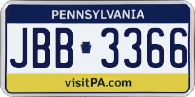 PA license plate JBB3366