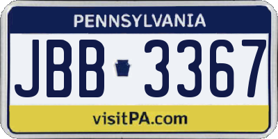 PA license plate JBB3367