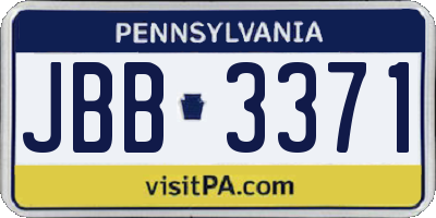 PA license plate JBB3371