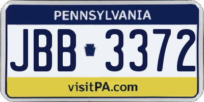 PA license plate JBB3372