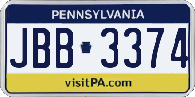 PA license plate JBB3374