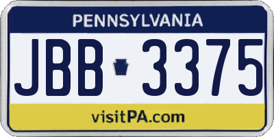 PA license plate JBB3375