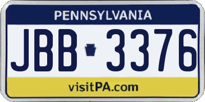 PA license plate JBB3376