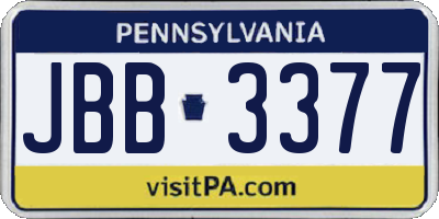 PA license plate JBB3377