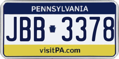 PA license plate JBB3378