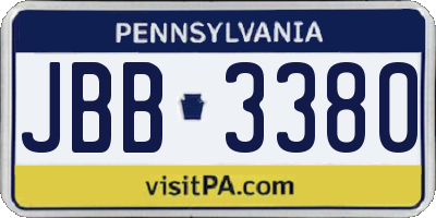 PA license plate JBB3380