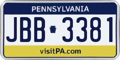 PA license plate JBB3381