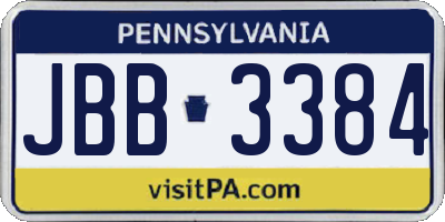 PA license plate JBB3384