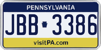 PA license plate JBB3386