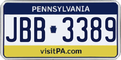 PA license plate JBB3389