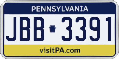 PA license plate JBB3391