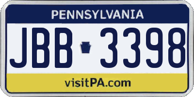 PA license plate JBB3398