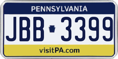 PA license plate JBB3399