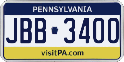 PA license plate JBB3400