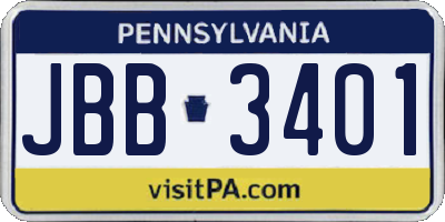 PA license plate JBB3401