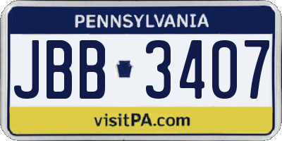 PA license plate JBB3407