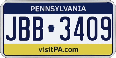 PA license plate JBB3409