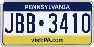 PA license plate JBB3410