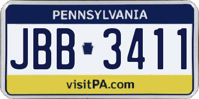 PA license plate JBB3411