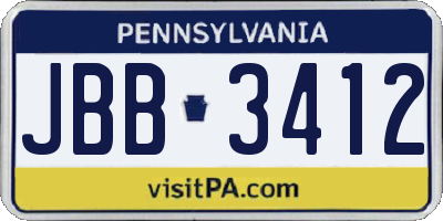 PA license plate JBB3412