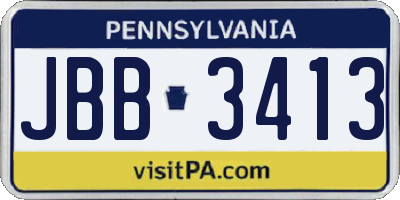 PA license plate JBB3413