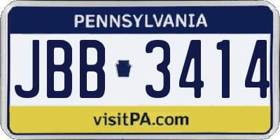 PA license plate JBB3414