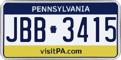 PA license plate JBB3415