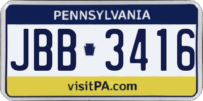 PA license plate JBB3416