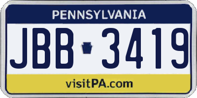 PA license plate JBB3419