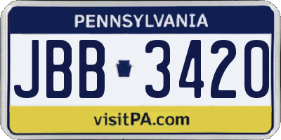 PA license plate JBB3420