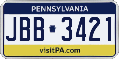 PA license plate JBB3421