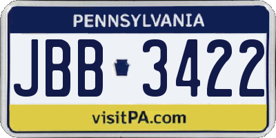 PA license plate JBB3422