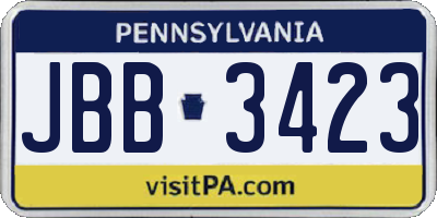 PA license plate JBB3423