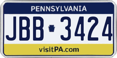 PA license plate JBB3424