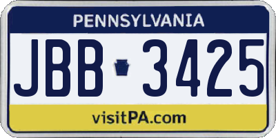 PA license plate JBB3425