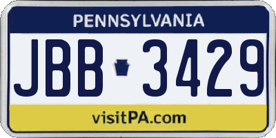 PA license plate JBB3429