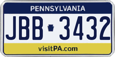 PA license plate JBB3432