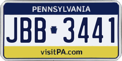 PA license plate JBB3441