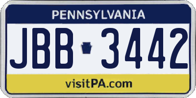 PA license plate JBB3442