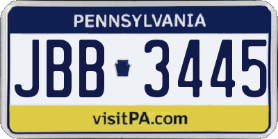 PA license plate JBB3445