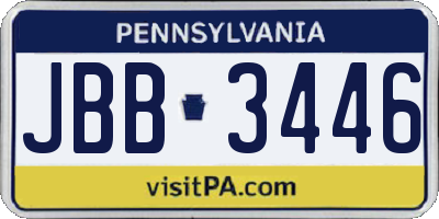 PA license plate JBB3446